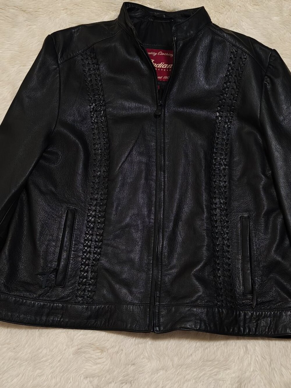 Indian Motorcycle Women's Charlotte Leather Racing Jacket Black Size 2XL